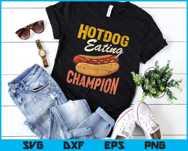 Funny Hotdog Eating Champion Estate Fair Retro Food Contest SVG PNG Digital Printable Files
