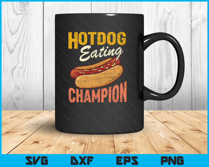 Funny Hotdog Eating Champion Estate Fair Retro Food Contest SVG PNG Digital Printable Files