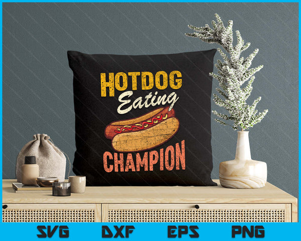 Funny Hotdog Eating Champion Estate Fair Retro Food Contest SVG PNG Digital Printable Files
