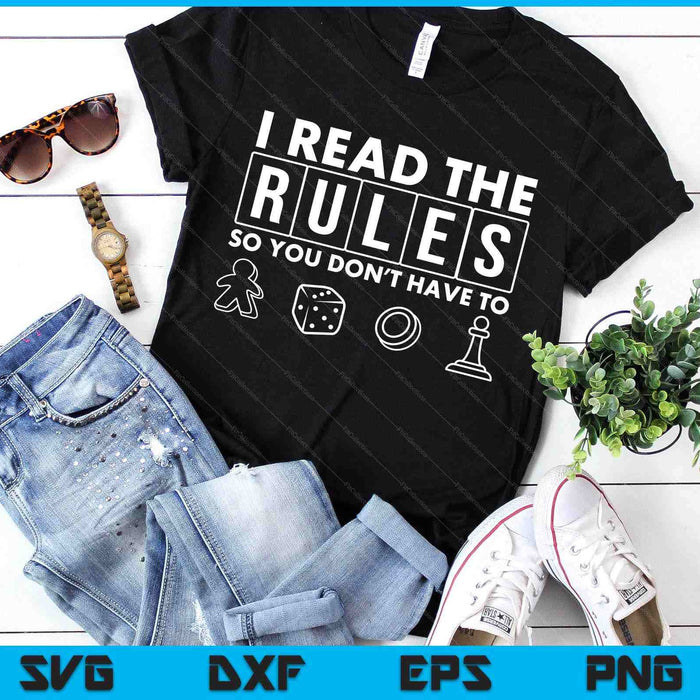 I Read The Rules So You Don't Have To Board Game SVG PNG Digital Cutting Files
