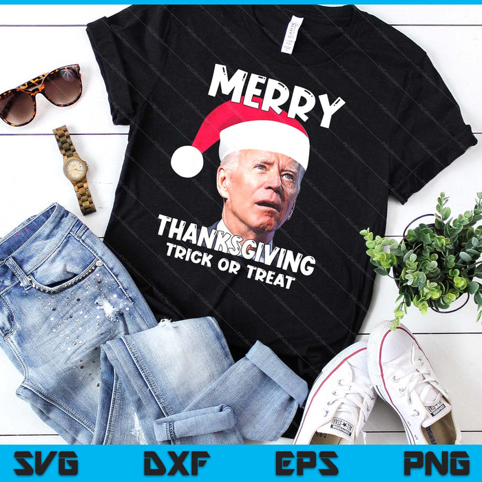 Grappige Joe Biden kerstmuts Merry Thanksgiving Christmas SVG PNG digitale snijbestanden