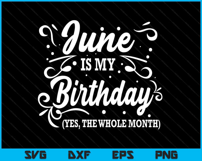 Funny June Is My Birthday Yes The Whole Month Birthday SVG PNG Digital Printable Files