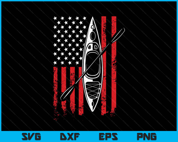 Funny Kayaking Gift For Men Women Cool American Flag Kayak SVG PNG Digital Printable Files