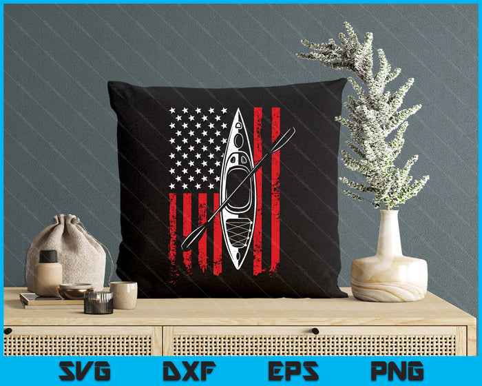 Funny Kayaking Gift For Men Women Cool American Flag Kayak SVG PNG Digital Printable Files