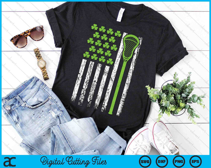 Funny Lacrosse American Flag St Patrick Day For Men Boy Kids SVG PNG Digital Printable Files