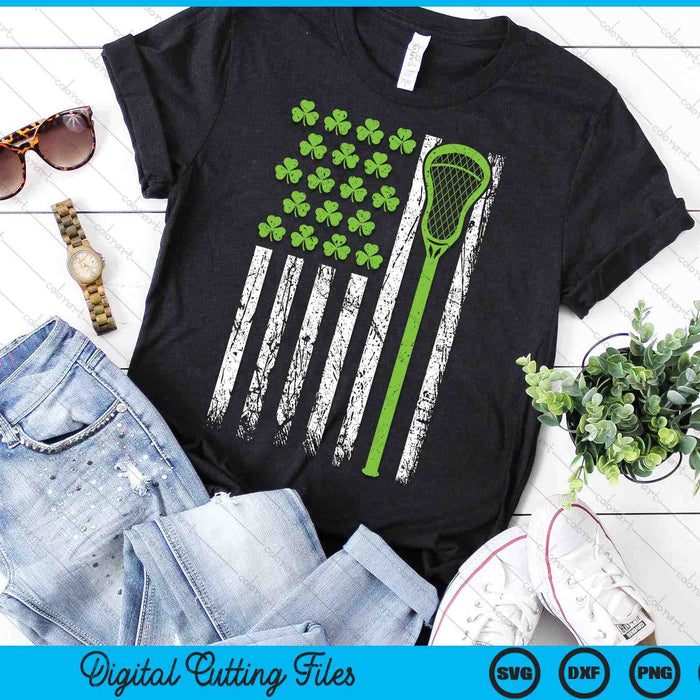 Funny Lacrosse American Flag St Patrick Day For Men Boy Kids SVG PNG Digital Printable Files