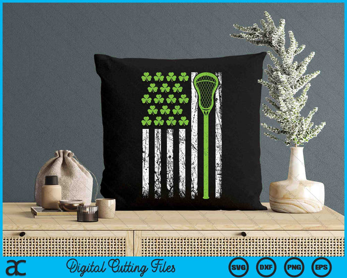 Funny Lacrosse American Flag St Patrick Day For Men Boy Kids SVG PNG Digital Printable Files