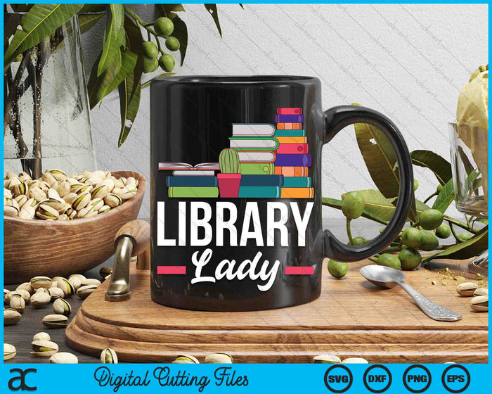 Bibliotheek Lady bibliothecaris bibliotheekassistent SVG PNG digitale snijbestanden