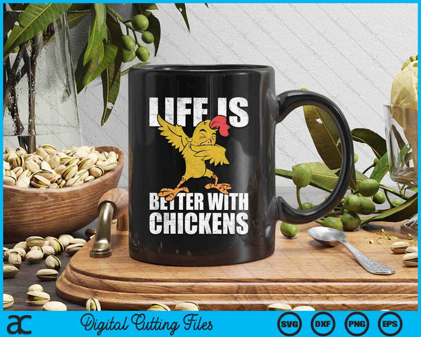 Funny Life Is Better With Chicken Animal Farmer Dabbing Rooster SVG PNG Digital Cutting File - on a t-shirt