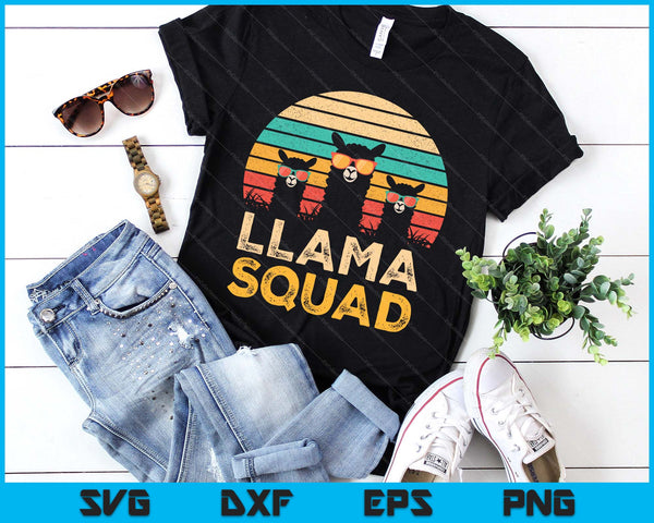 Funny Llama Squad Sunglasses Cool Llamas Vintage SVG PNG Digital Printable Files