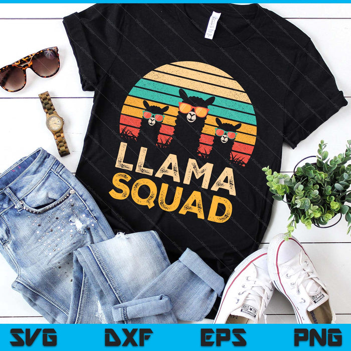Funny Llama Squad Sunglasses Cool Llamas Vintage SVG PNG Digital Printable Files