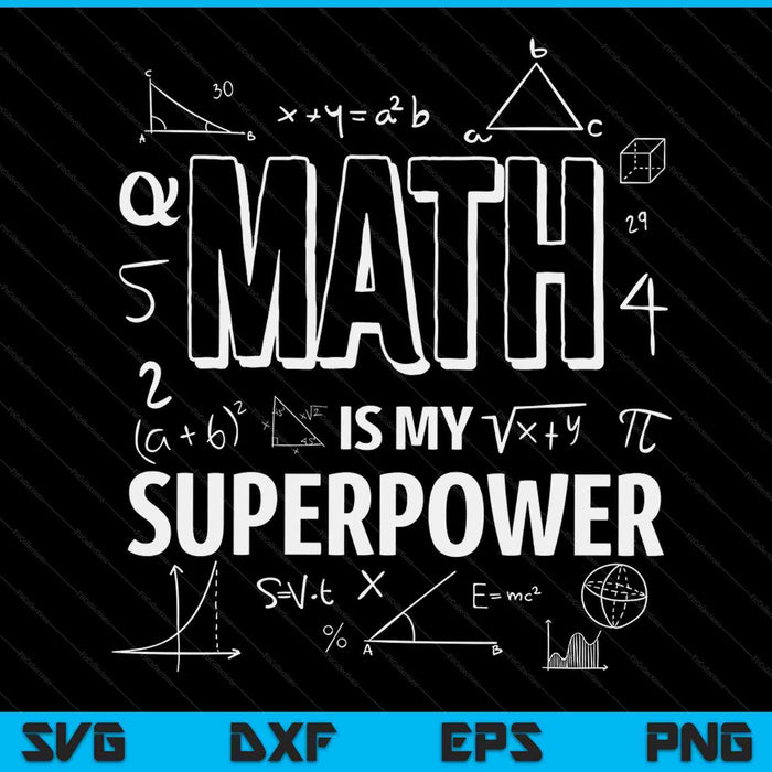 Grappige wiskunde is mijn superkracht Algebra minnaar STEAM Gift SVG PNG snijden afdrukbare bestanden