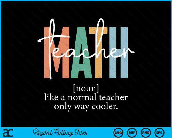 Funny Math Teacher Definition Like A Normal Teacher SVG PNG Digital Cutting Files