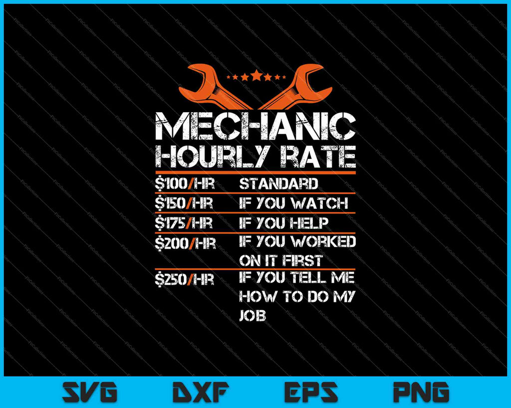 Funny Mechanic Hourly Rate Gift SVG PNG Cutting Printable Files ...