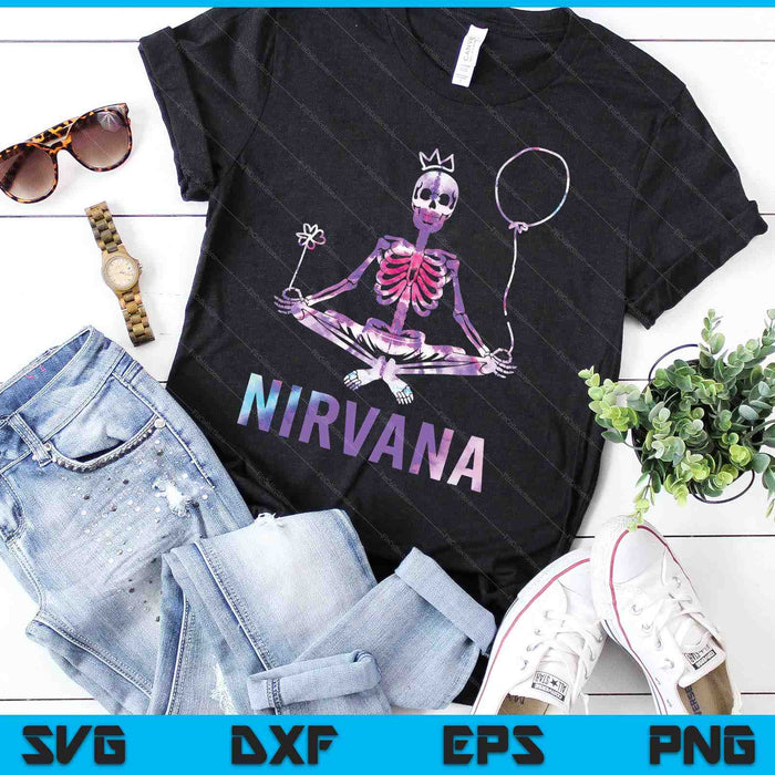 Nirvana Skeleton Yoga voor Man Vrouw Tie Dye SVG PNG Digitale Snijbestanden