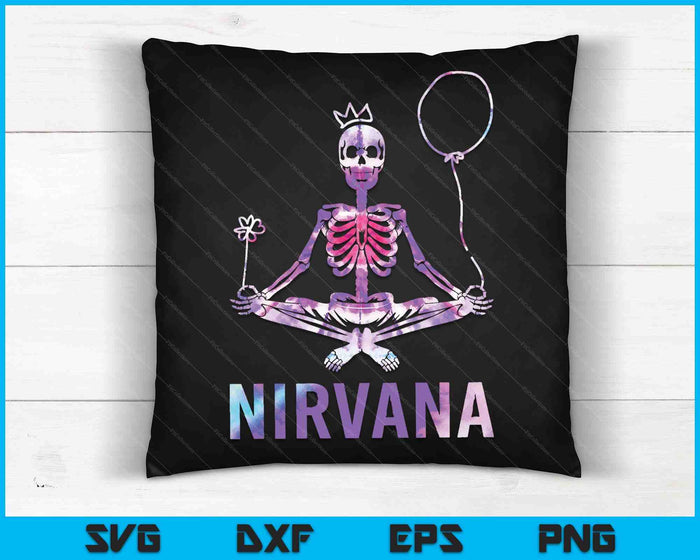 Nirvana Skeleton Yoga voor Man Vrouw Tie Dye SVG PNG Digitale Snijbestanden