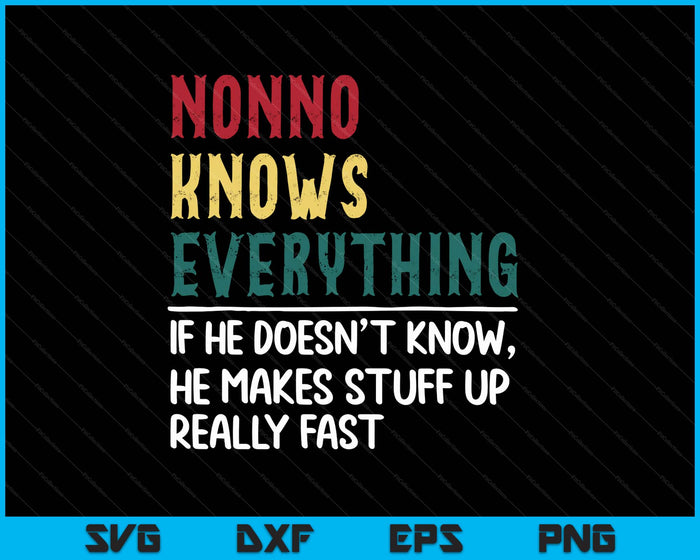 Funny Nonno Know Everything Father's Day SVG PNG Digital Printable Files