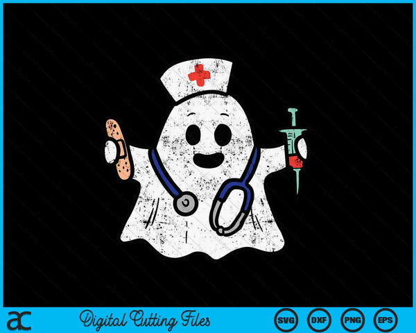 Funny Nurse Ghost Scrub Halloween Costume SVG PNG Digital Cutting Files