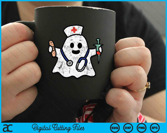 Funny Nurse Ghost Scrub Halloween Costume SVG PNG Digital Cutting Files
