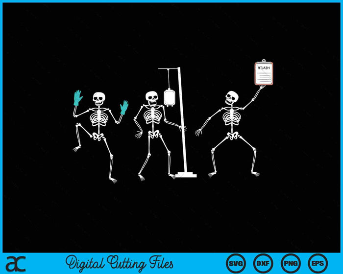 Funny Nurse Skeleton Halloween Healthcare Crew Skeleton SVG PNG Digital Printable Files