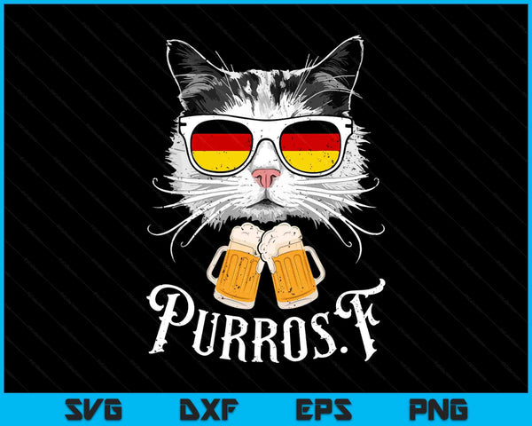 Funny Oktoberfest Cat Kitty Bavarian Drinking Beer Purrost SVG PNG Digital Printable Files