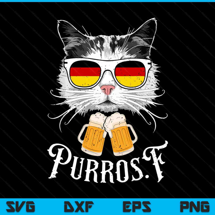 Oktoberfest cat kitty Bavarian drinking beer purrost SVG cut file