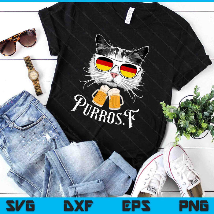Funny Oktoberfest Cat Kitty Bavarian Drinking Beer Purrost SVG PNG Digital Printable Files