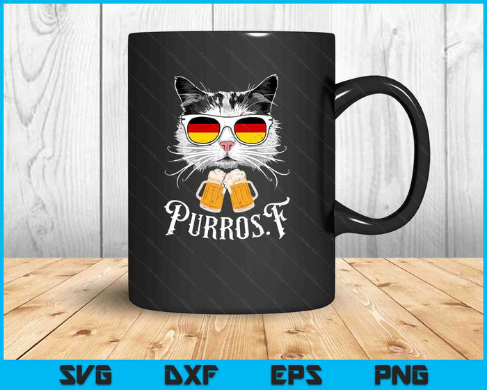 Funny Oktoberfest Cat Kitty Bavarian Drinking Beer Purrost SVG PNG Digital Printable Files