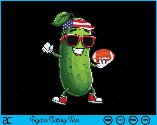 Patriotic Pickle Playing American Football SVG PNG Digital Cutting Files