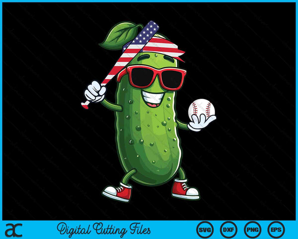 Patriotic Pickle Playing Baseball SVG PNG Digital Cutting Files