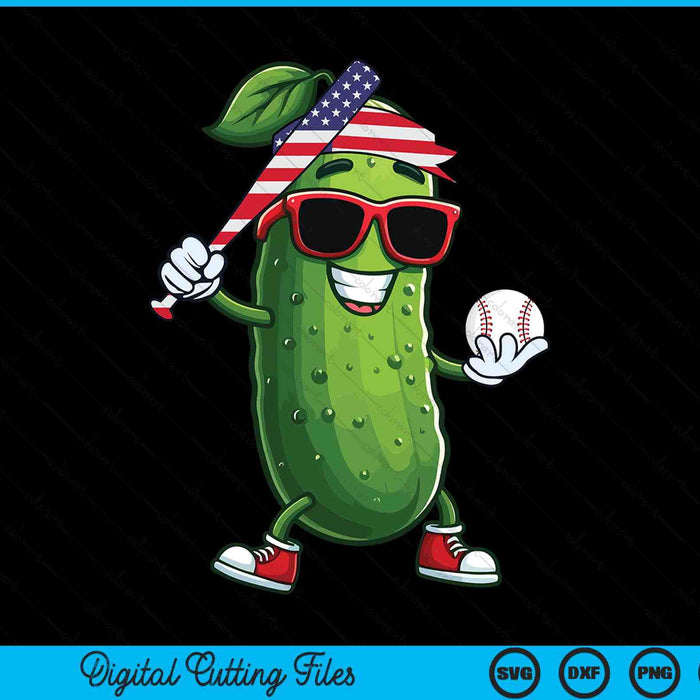 Patriotic Pickle Playing Baseball SVG PNG Digital Cutting Files