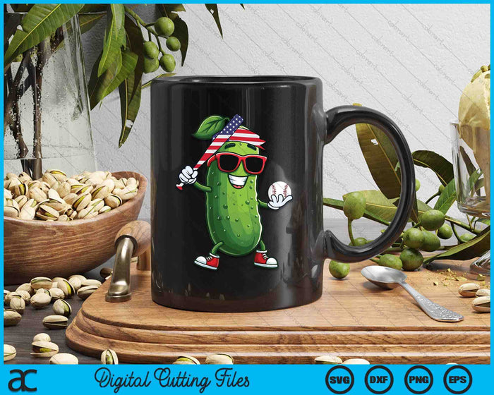 Patriotic Pickle Playing Baseball SVG PNG Digital Cutting Files