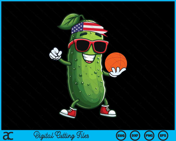 Patriotic Pickle Playing Basketball SVG PNG Digital Cutting Files