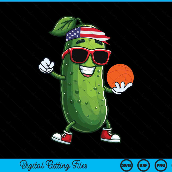 Patriotic Pickle Playing Basketball SVG PNG Digital Cutting Files