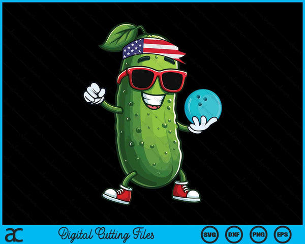 Patriotic Pickle Playing Bowling SVG PNG Digital Cutting Files