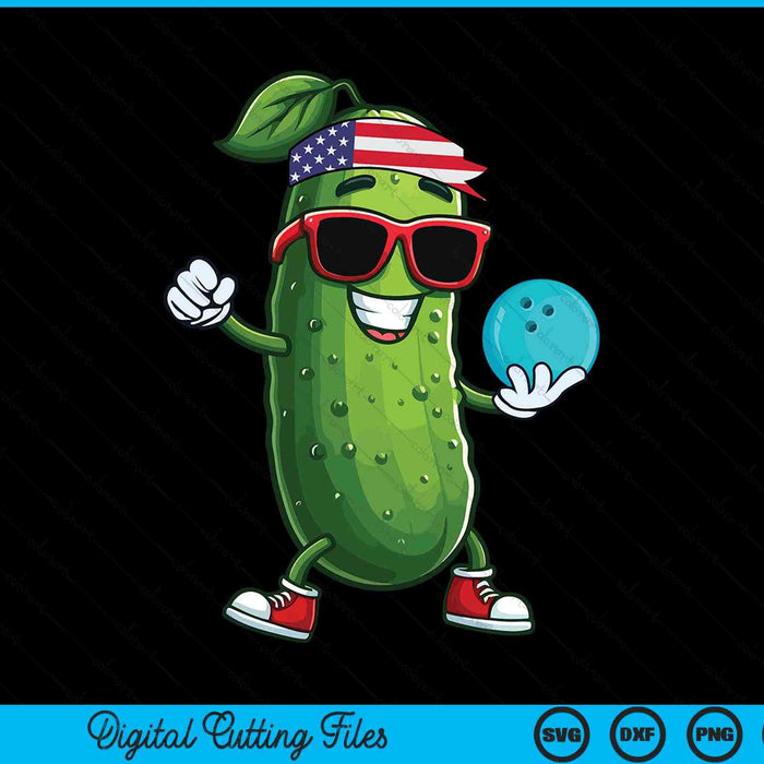 Patriotic pickle playing bowling SVG cut file
