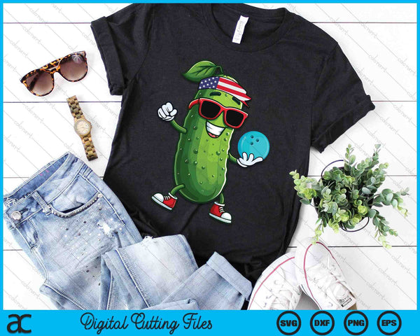 Patriotic Pickle Playing Bowling SVG PNG Digital Cutting Files