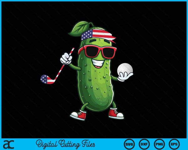 Patriotic Pickle Playing Golf SVG PNG Digital Cutting Files