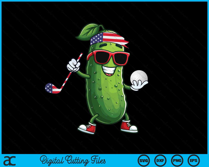 Patriotic Pickle Playing Golf SVG PNG Digital Cutting Files