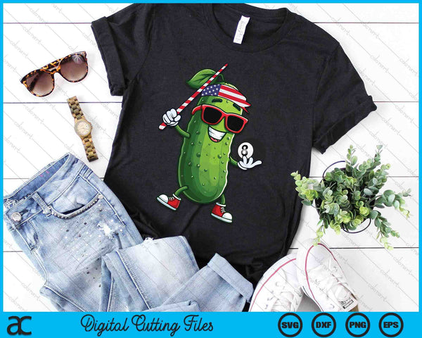 Patriotic Pickle Playing Pool Ball SVG PNG Digital Cutting Files - on a t-shirt