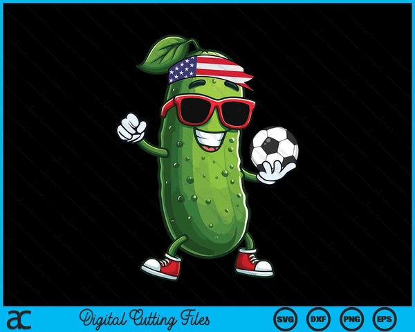 Patriotic Pickle Playing Soccer SVG PNG Digital Cutting Files