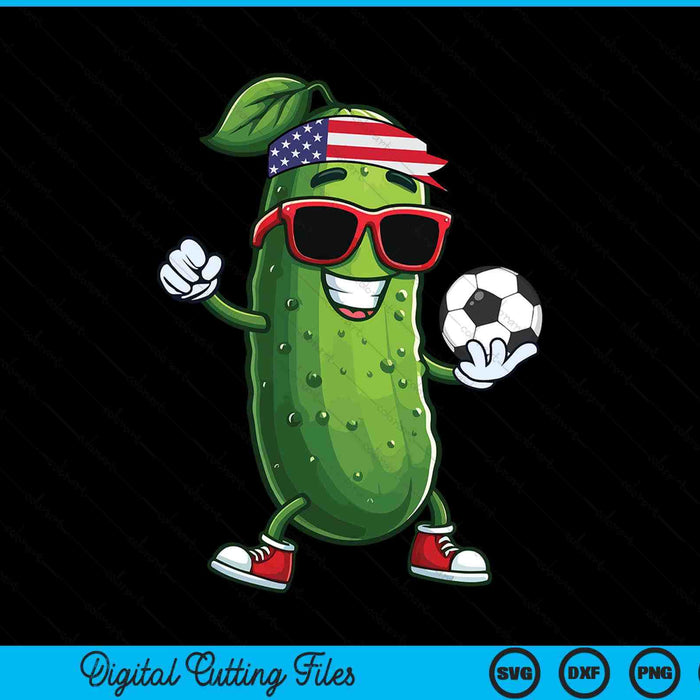 Patriotic Pickle Playing Soccer SVG PNG Digital Cutting Files