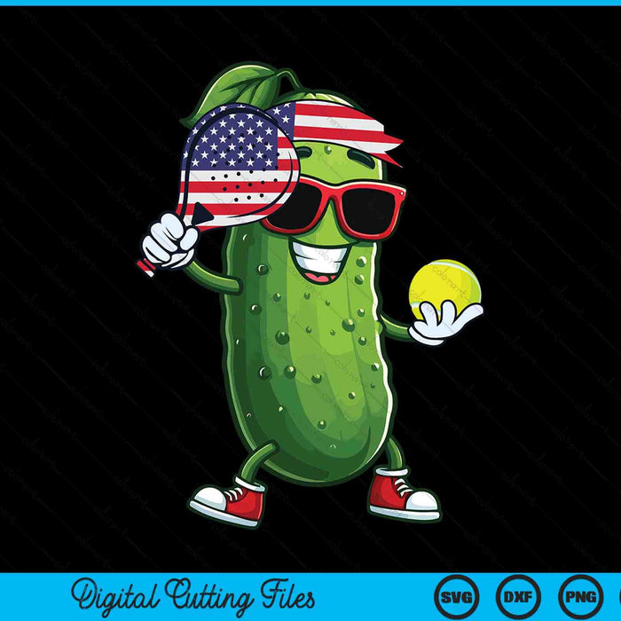 Patriotic Pickle Playing Tennis SVG PNG Digital Cutting Files