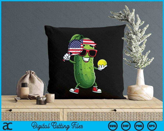 Patriotic Pickle Playing Tennis SVG PNG Digital Cutting Files