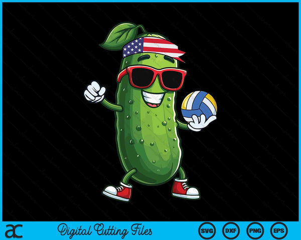 Patriotic Pickle Playing Volleyball SVG PNG Digital Cutting Files