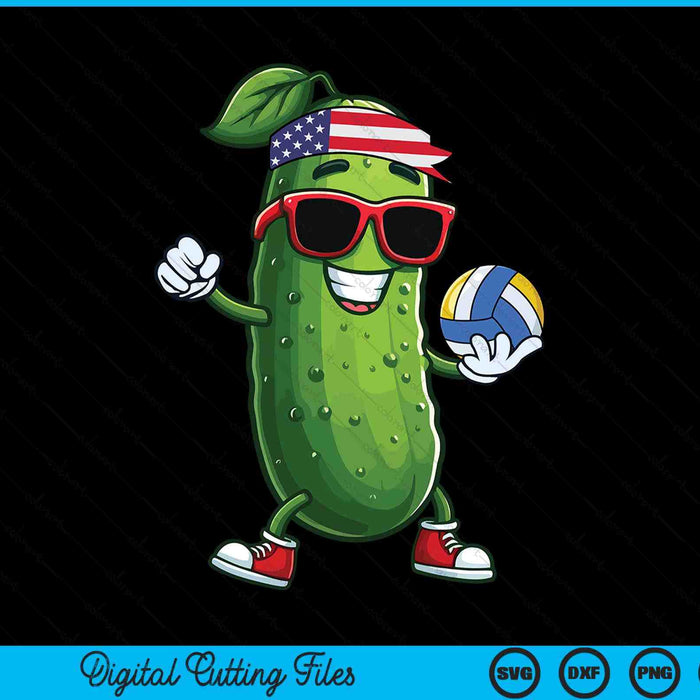 Patriotic Pickle Playing Volleyball SVG PNG Digital Cutting Files