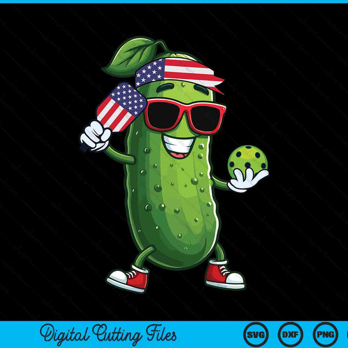 Funny Patriotic Pickle Playing pickleball Paddle 4th of July SVG PNG Digital Cutting File
