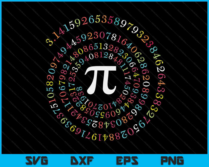 Pi-dag spiraal Pi Math voor Pi-dag 3.14 SVG PNG digitale afdrukbare bestanden