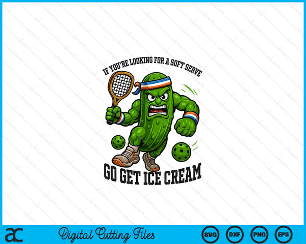 Pickleball lover pun with a pickle playing ball SVG cut file