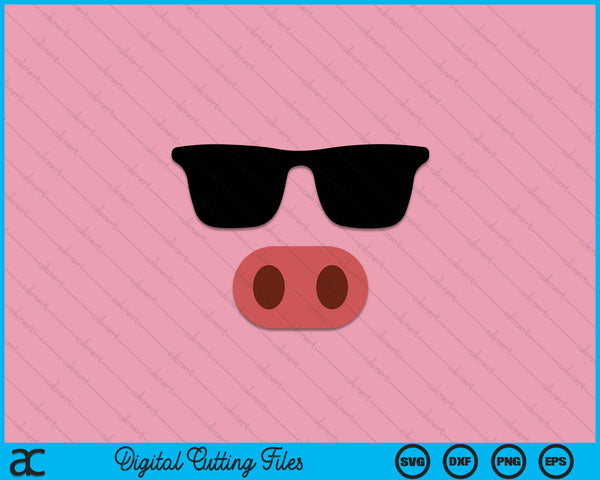 Pink Pig Face Cool Sunglasses Cute Halloween Costume SVG PNG Digital Cutting Files